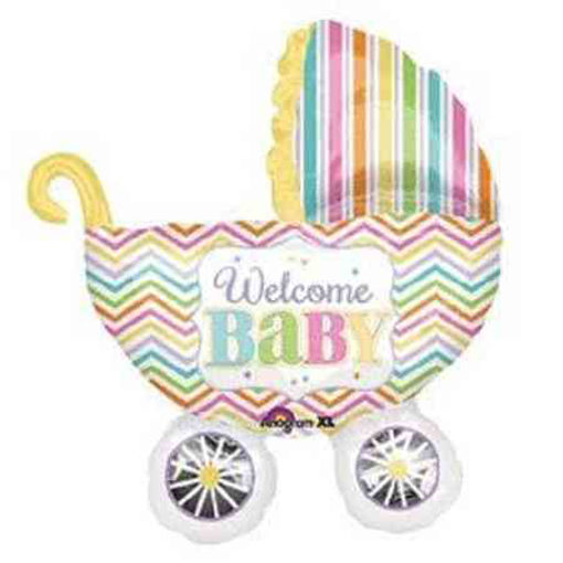 Picture of WELCOME BABY CARRIAGE FOIL BALLOON 28X31